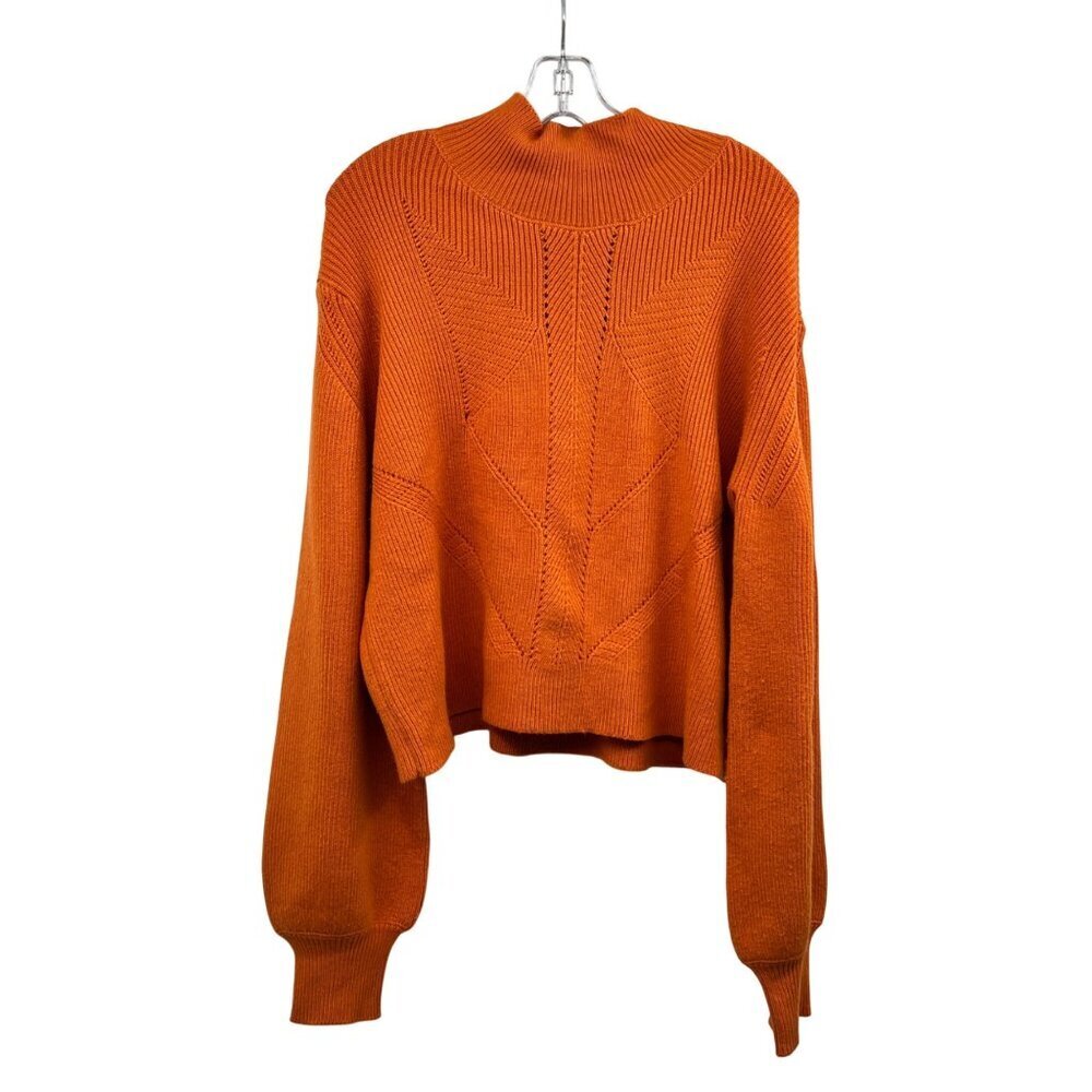 French Connection Womens Knit Sweater Cropped Long Sleeve Orange Size XL